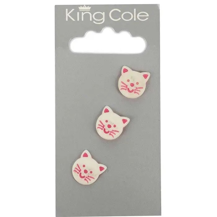 Cat Shaped Button – White & Pink