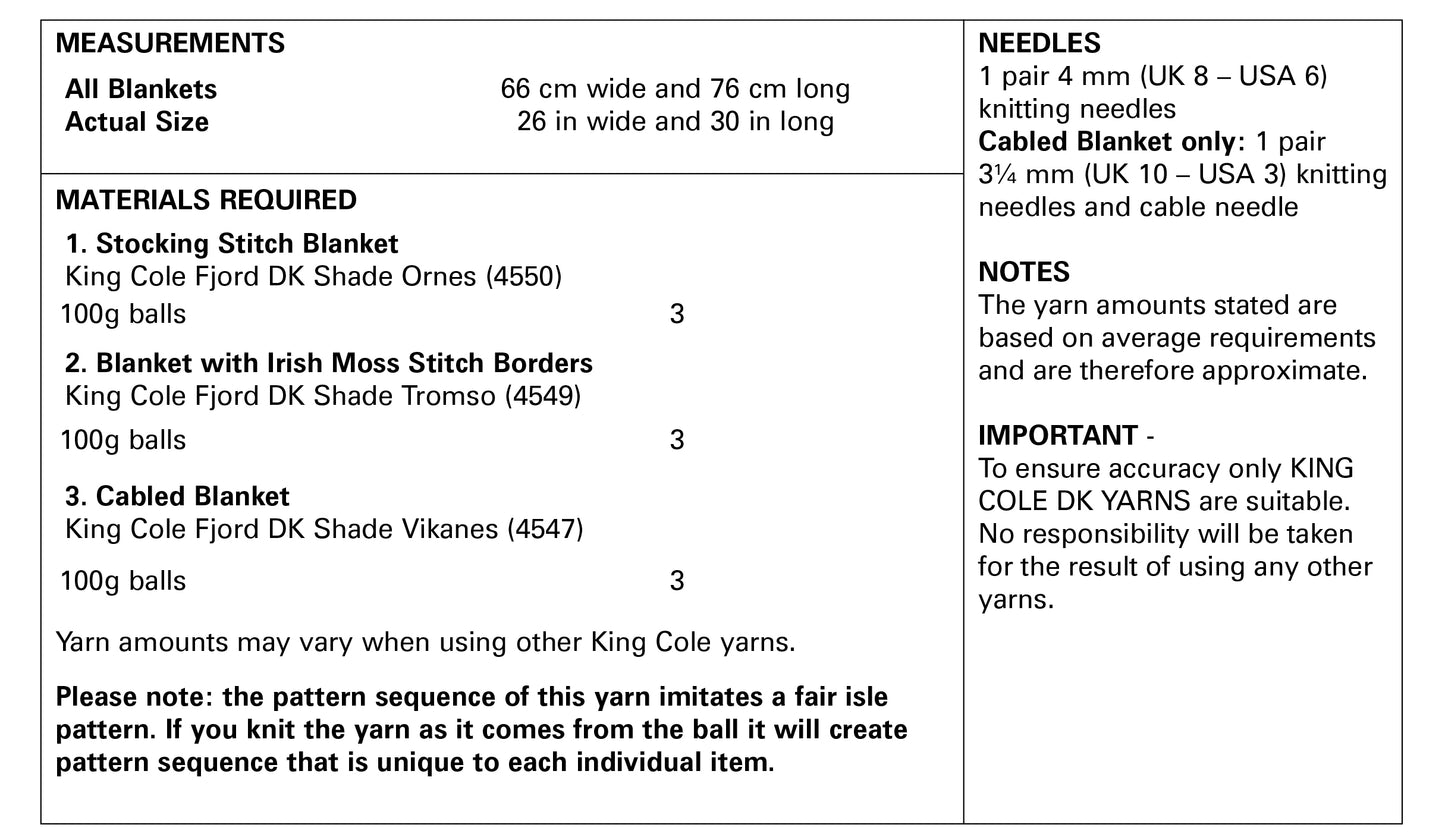 King Cole Pattern 5695