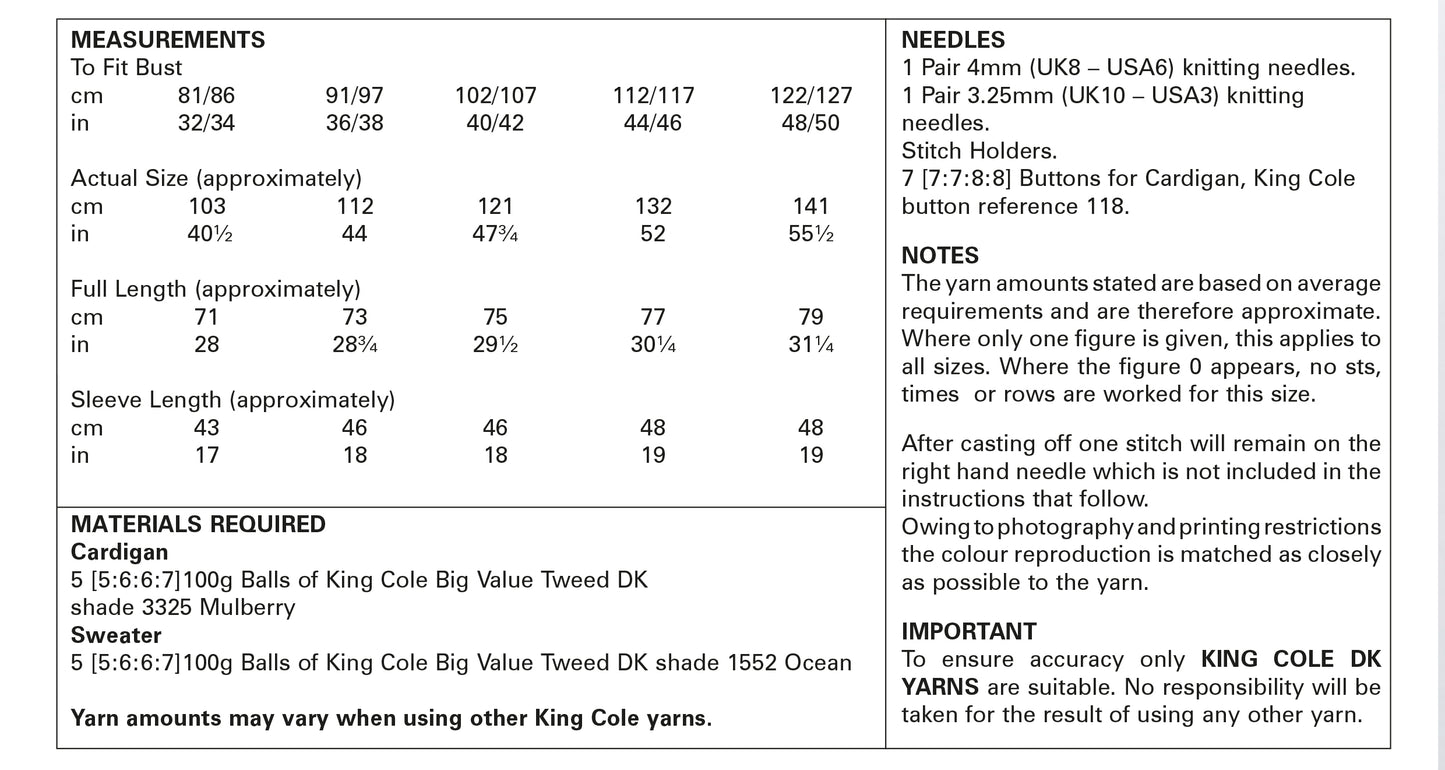 King Cole Pattern 5707