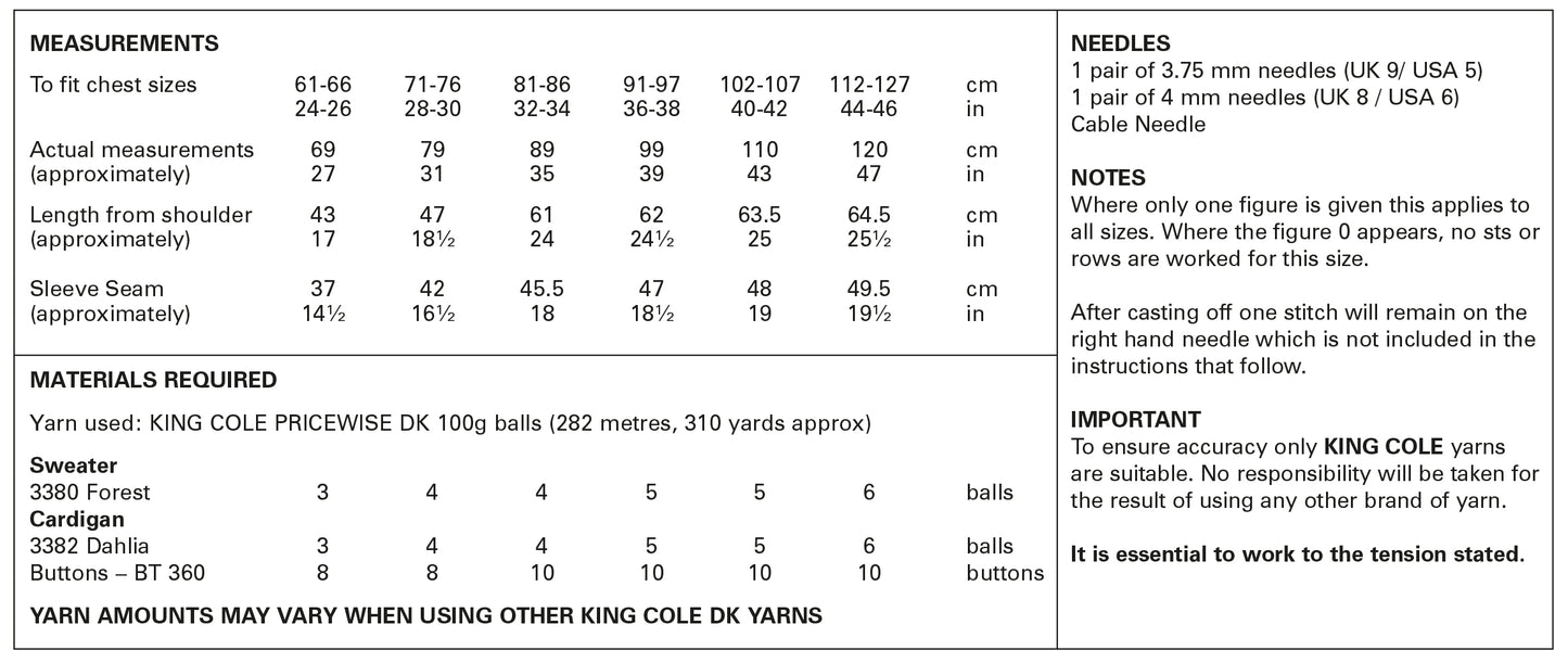 King Cole Pattern 5938