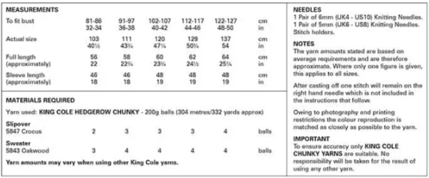 King Cole Pattern 6203