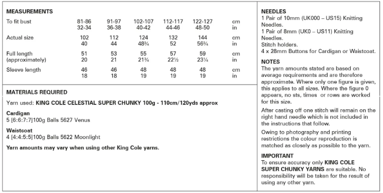 King Cole Pattern 6065