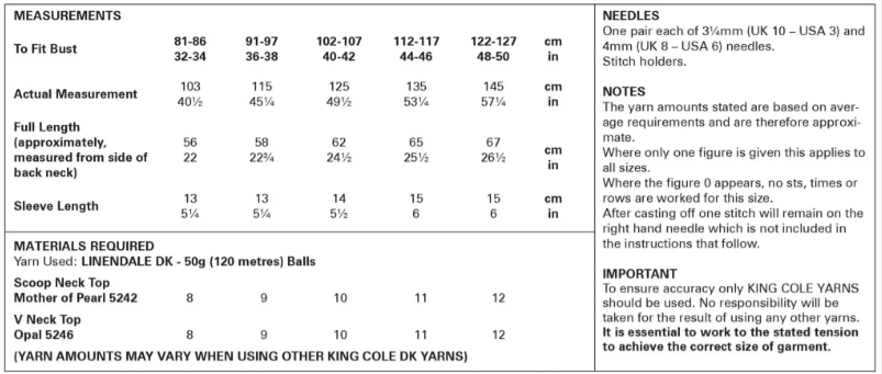 King Cole Pattern 5987