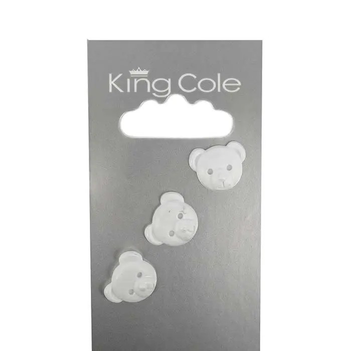 Teddy Bear Shaped Buttons – White