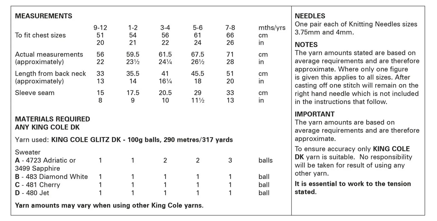 King Cole Pattern 6147