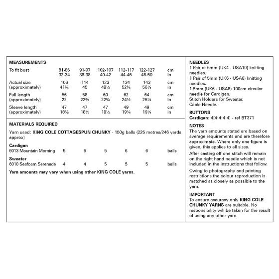 King Cole Pattern 6430