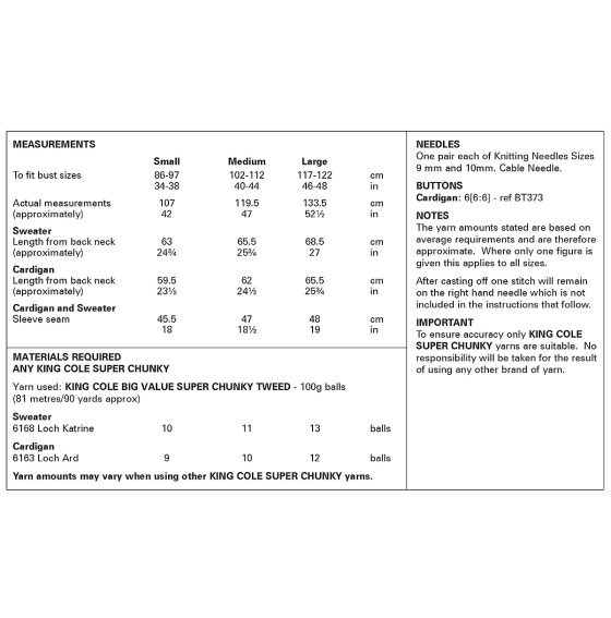 King Cole Pattern 6361
