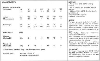 King Cole Pattern 3270
