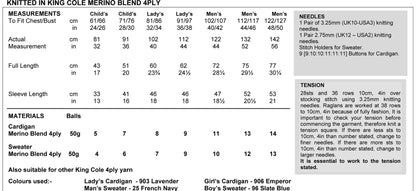 King Cole Pattern 3754