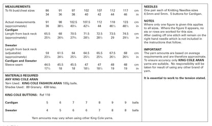 King Cole Pattern 5543