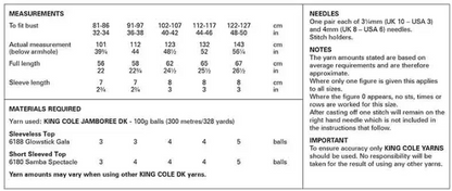 King Cole Pattern 6354