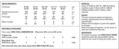 King Cole Pattern 6352