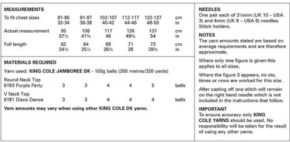 King Cole Pattern 6350