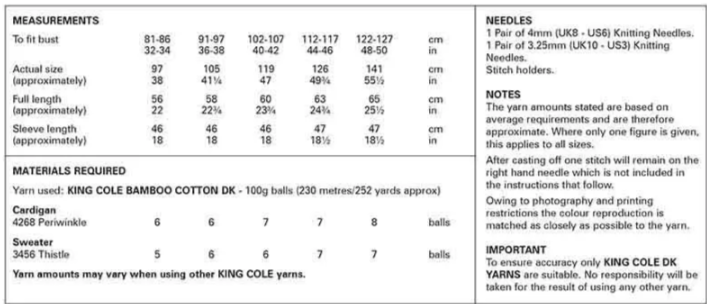 King Cole Pattern 6336