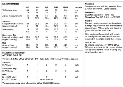 King Cole Pattern 6328