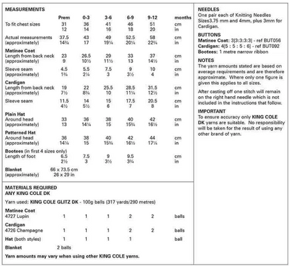 King Cole Pattern 6327