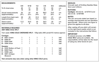 King Cole Pattern 6325