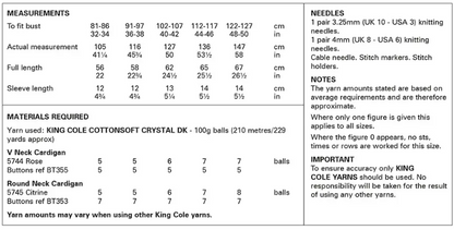 King Cole Pattern 6302