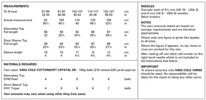 King Cole Pattern 6301