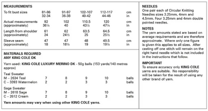 King Cole Pattern 6282