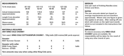 King Cole Pattern 6242