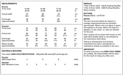 King Cole Pattern 6240