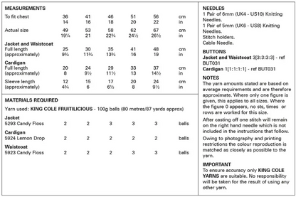King Cole Pattern 6238