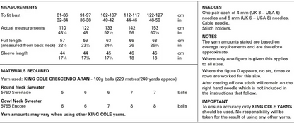 King Cole Pattern 6225