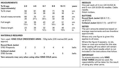 King Cole Pattern 6223