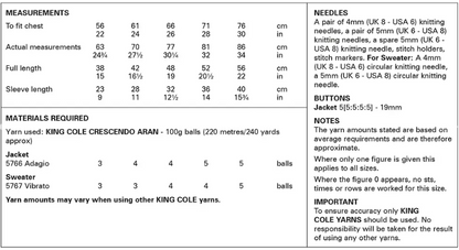 King Cole Pattern 6222