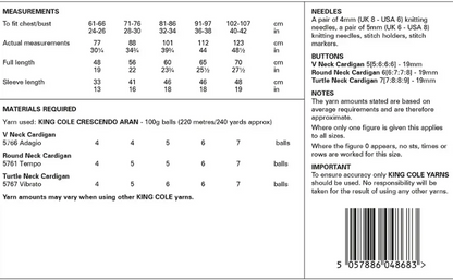 King Cole Pattern 6221