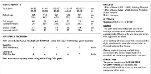 King Cole Pattern 6205