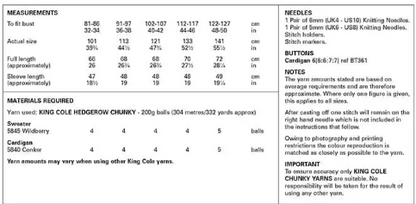 King Cole Pattern 6205