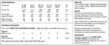 King Cole Pattern 6203