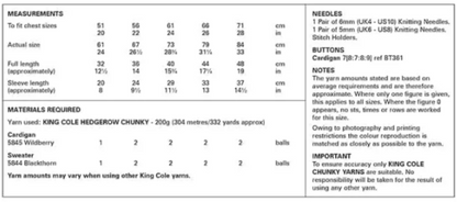 King Cole Pattern 6199
