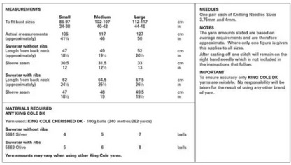 King Cole Pattern 6189