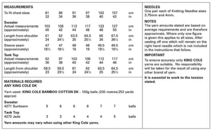 King Cole Pattern 6186