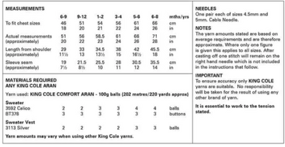 King Cole Pattern 6171