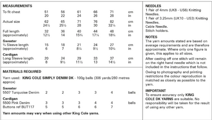 King Cole Pattern 6154