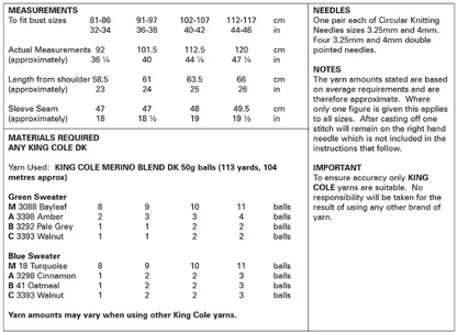 King Cole Pattern 6150