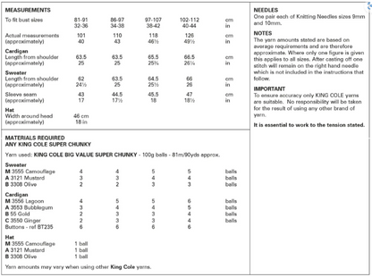 King Cole Pattern 6076