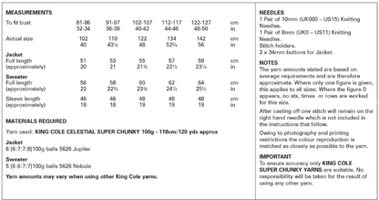 King Cole Pattern 6067