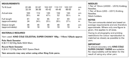 King Cole Pattern 6064