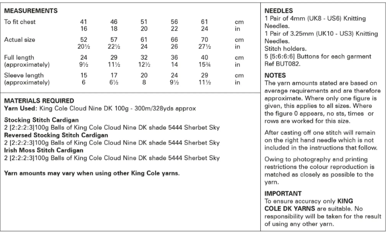 King Cole Pattern 6061