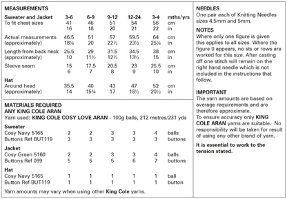 King Cole Pattern 6050