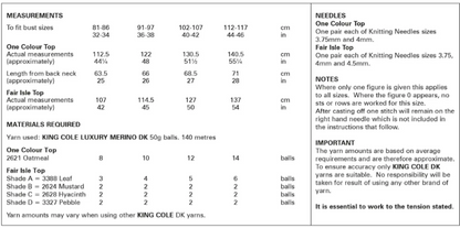 King Cole Pattern 6019