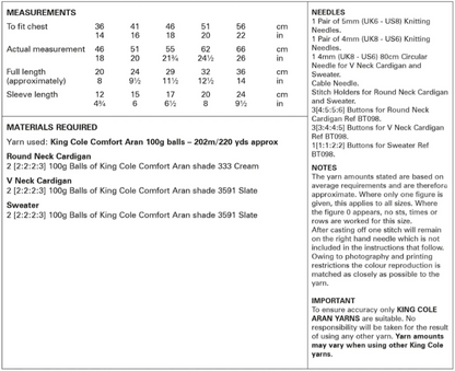 King Cole Pattern 6016