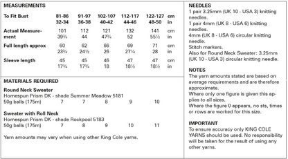 King Cole Pattern 5996