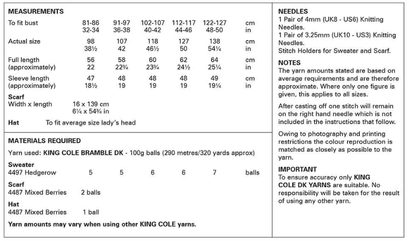 King Cole Pattern 6235