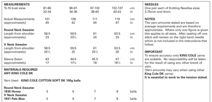 King Cole Pattern 5877